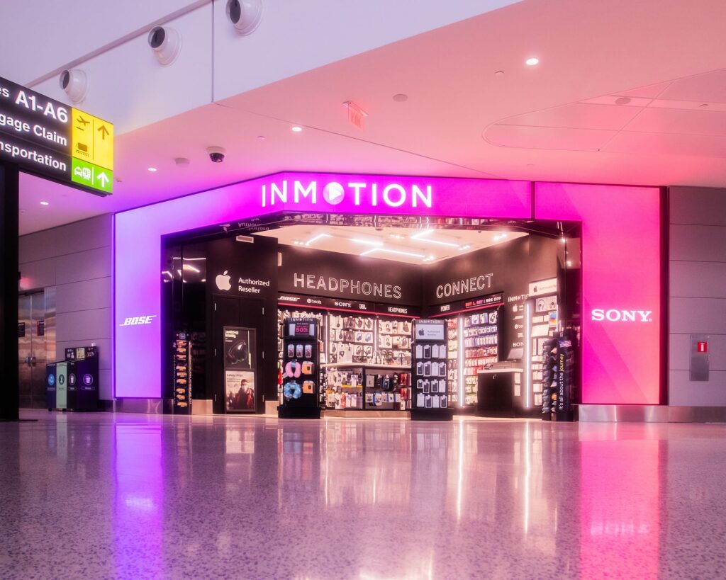 The front entrance to the InMotion store at Newark Liberty International Airport