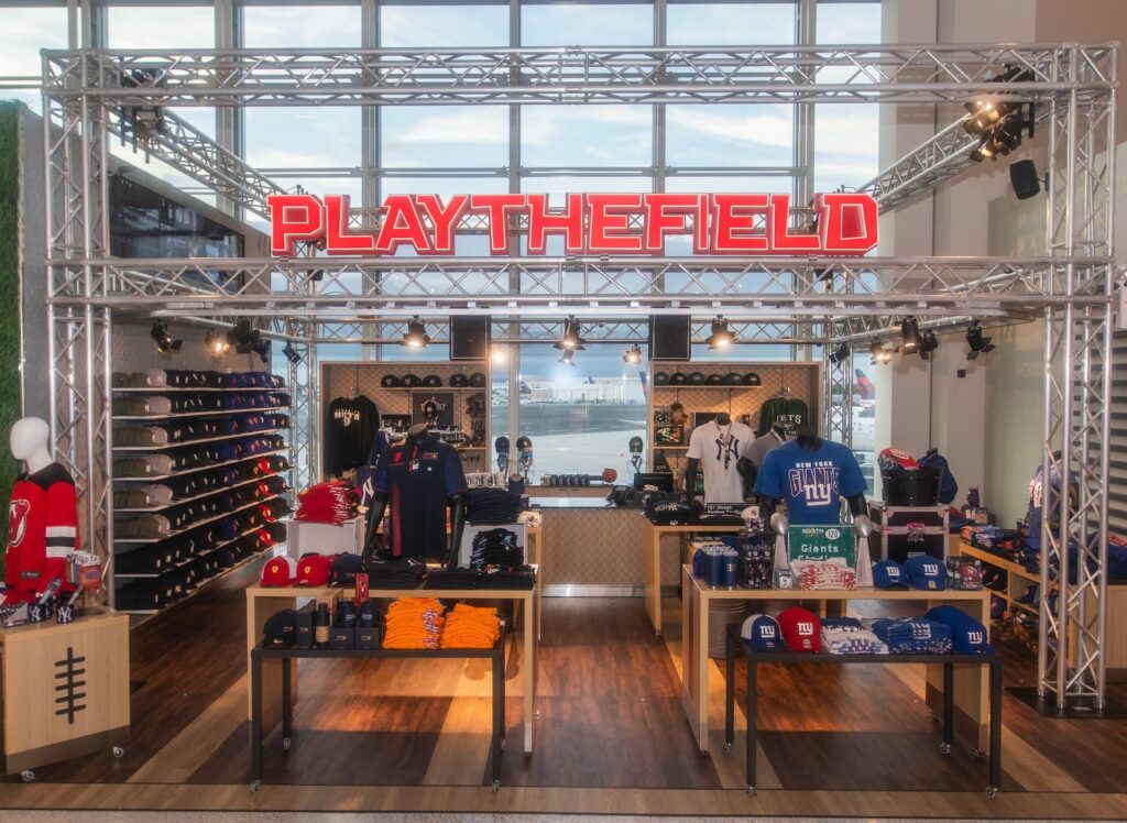 The front entrance to the Play The Field store at Newark Liberty International Airport